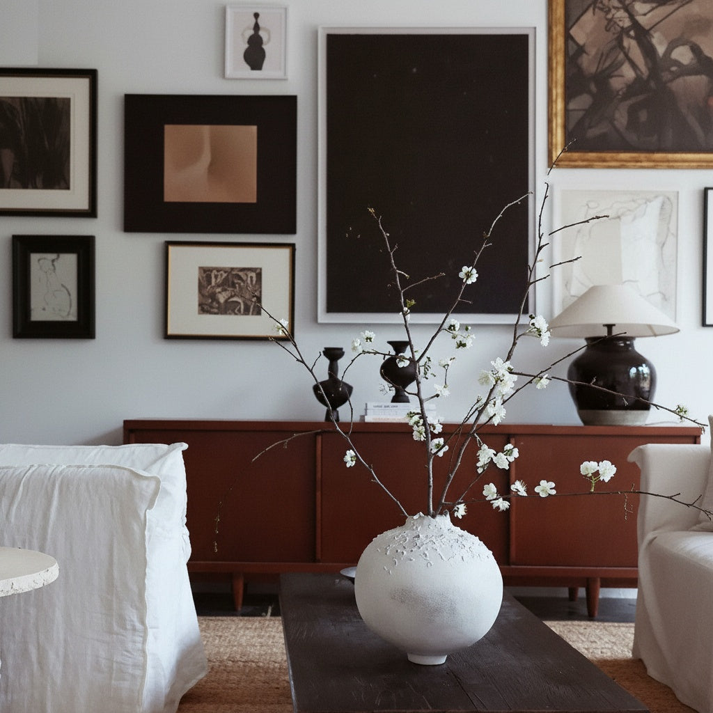 Textured White Spherical Vase
