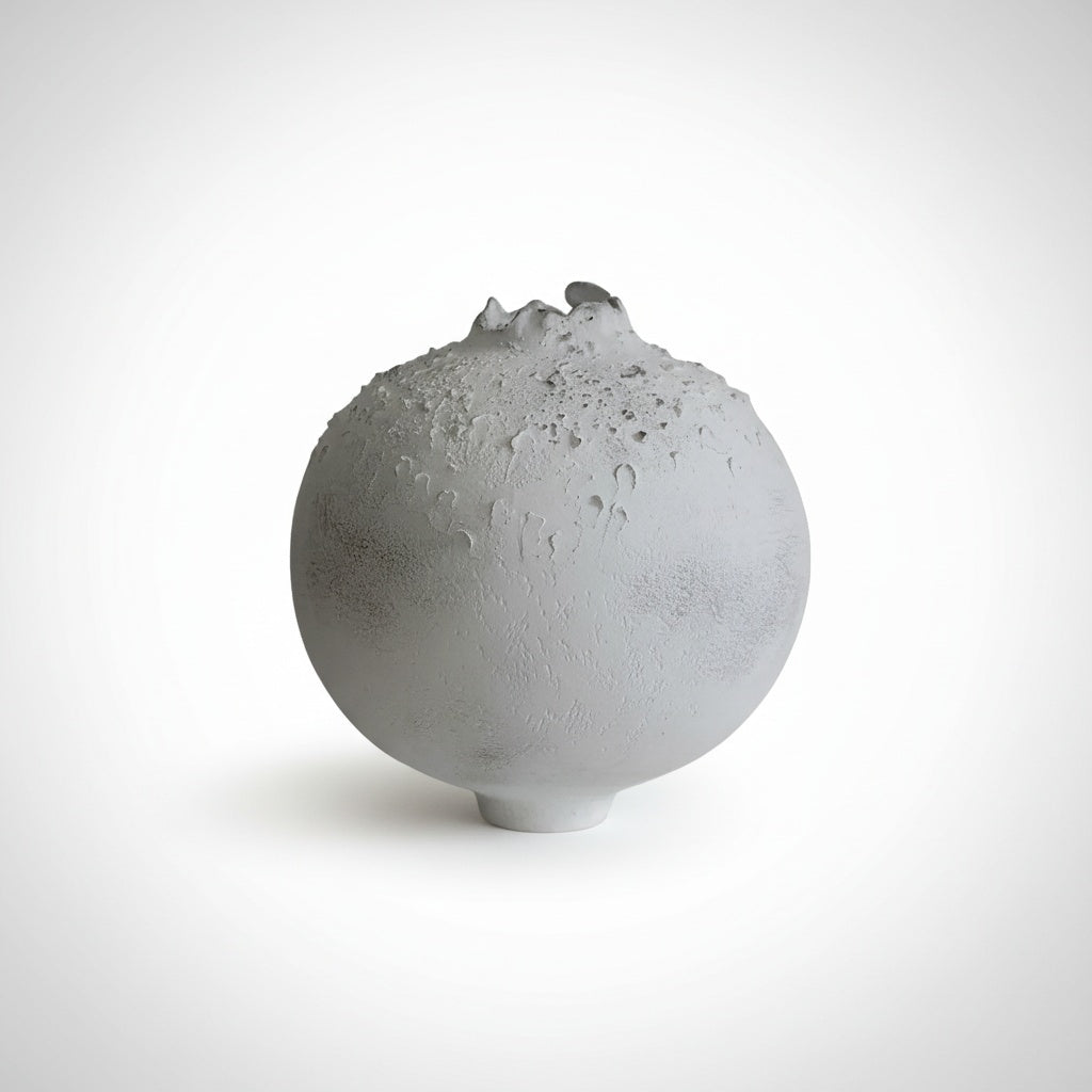 Textured White Spherical Vase