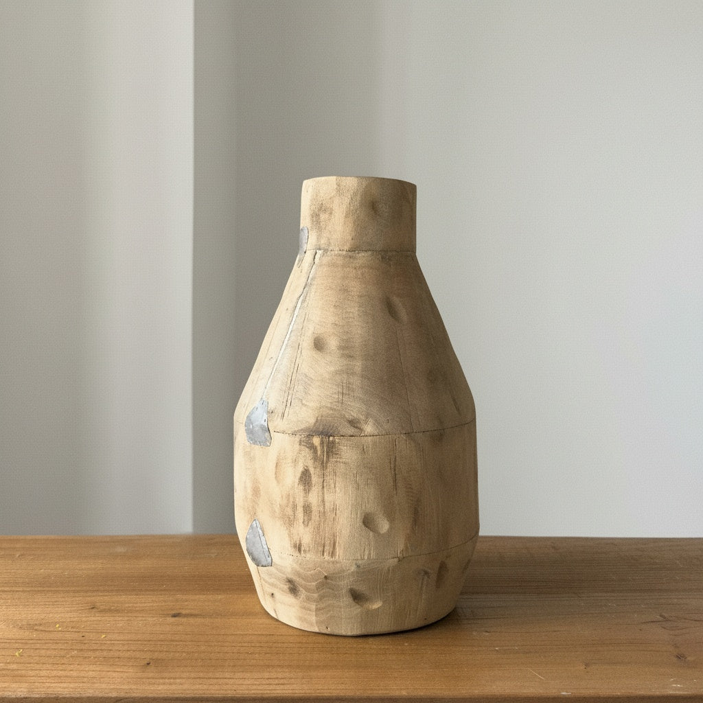 Textured Wood Tapered Vase
