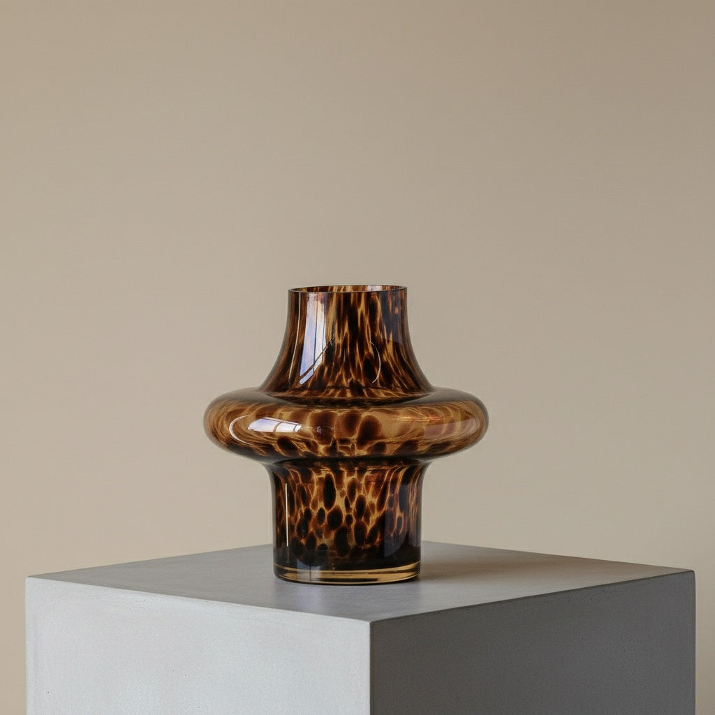Medium tortoise shell pattern glass vase