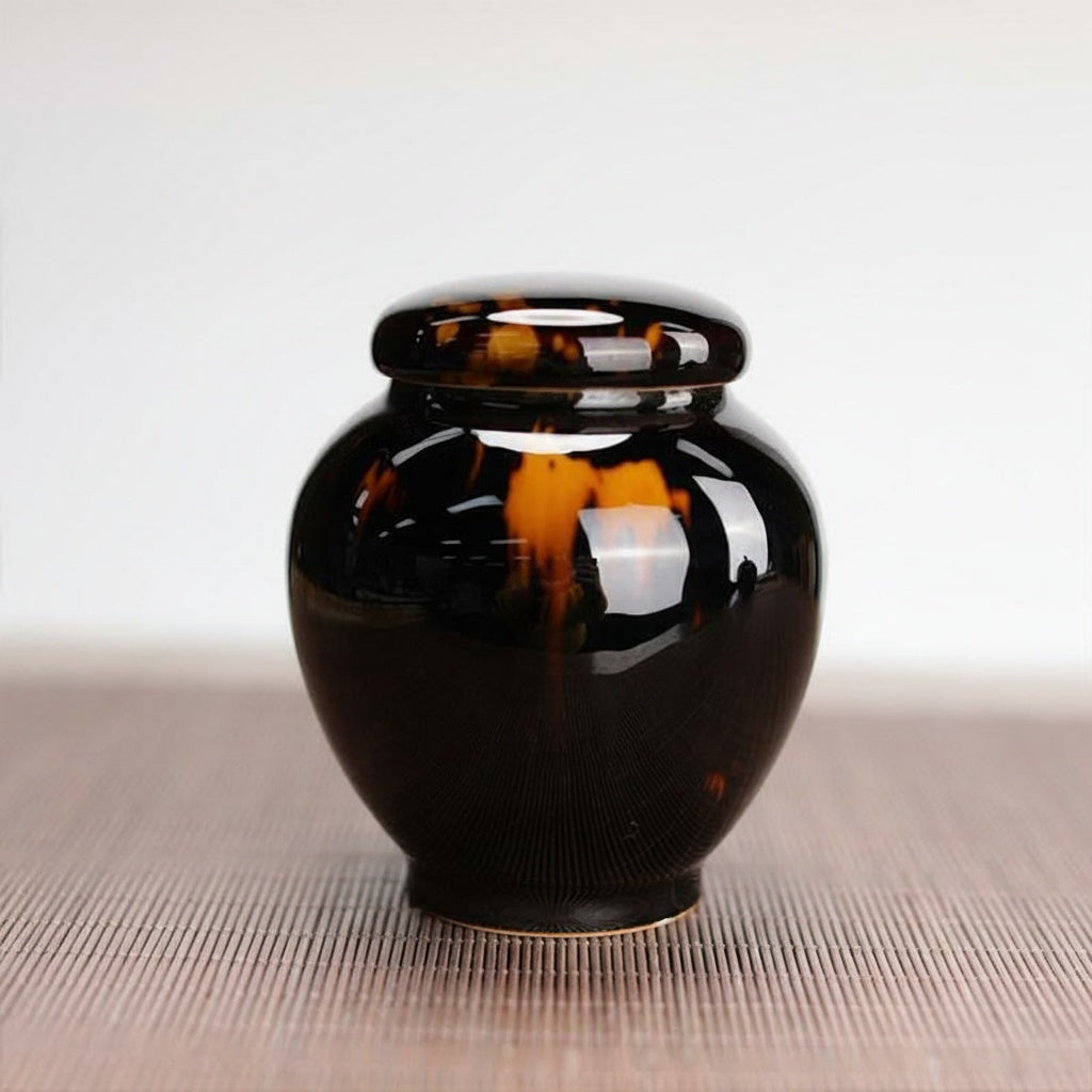 Tortoiseshell Glaze Round Tea Canister