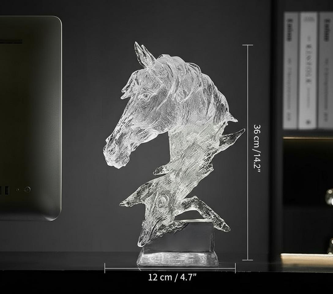 Transparent horse statue dimensions with height and width