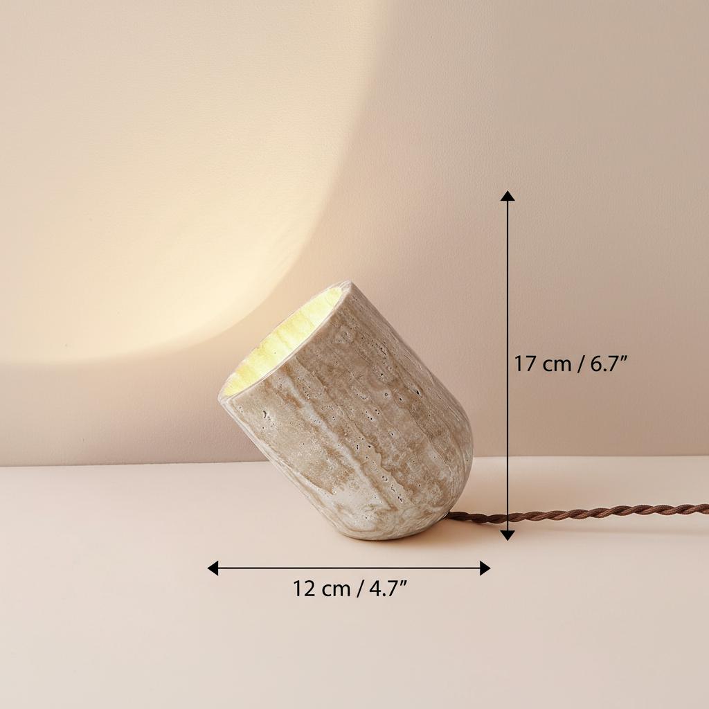 Dimensions diagram of travertine table lamp