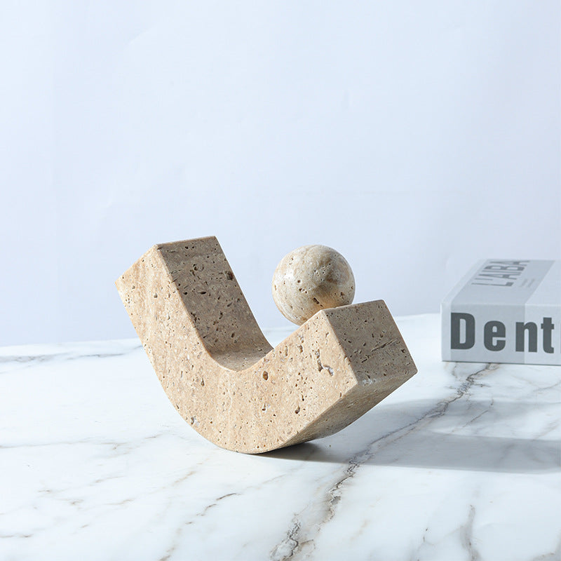 Travertine stone geometric decor angle view