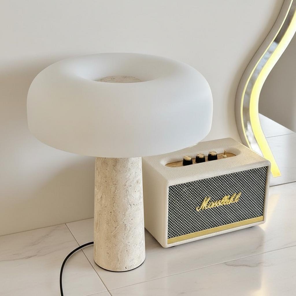 Dimensions diagram of travertine table lamp