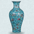 Turquoise Floral Porcelain Baluster Vase