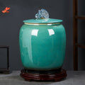Turquoise Glazed Ceramic Decorative Jar