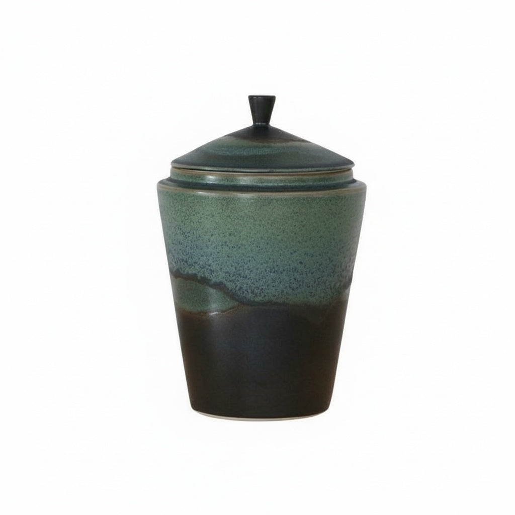 Two-Tone Glazed Ceramic Lidded Jar