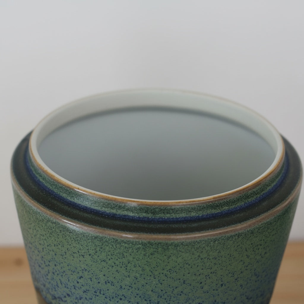 Two-Tone Glazed Ceramic Lidded Jar