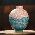 Two-Tone Textured Ceramic Round Vase