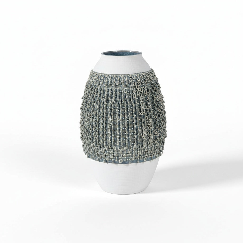 Two-Tone Textured Ceramic Vase in Gray