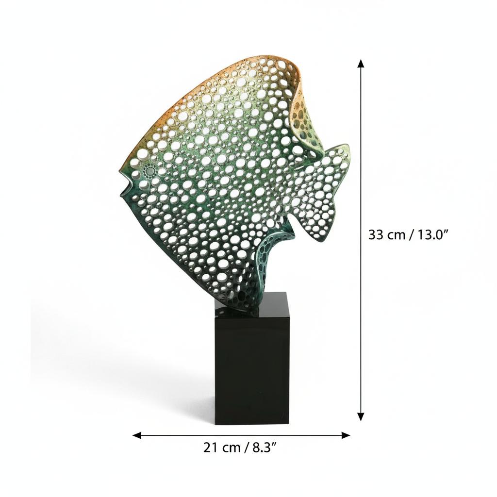 Large alloy fish sculpture dimensions 33cm height