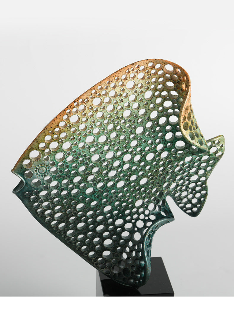 Medium alloy fish sculpture dimensions 27cm height