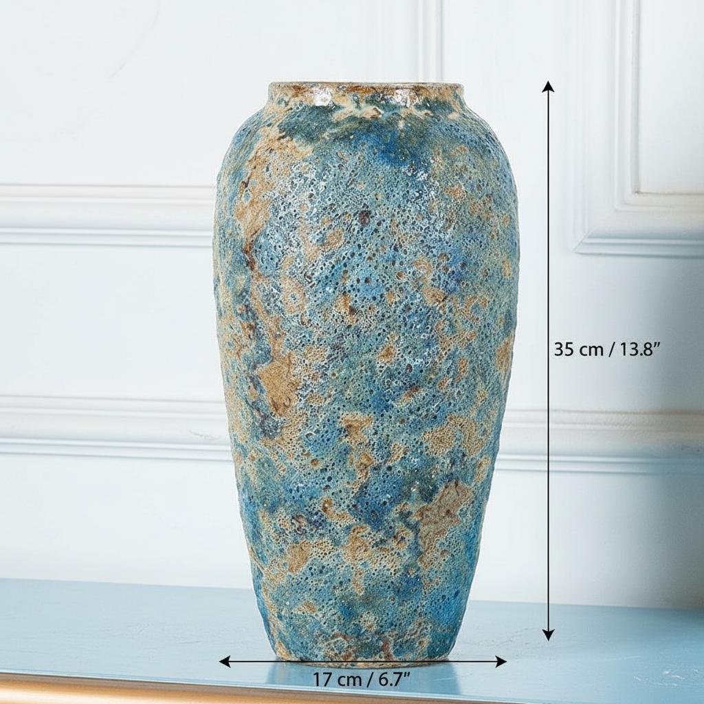 Dimensions of large blue ceramic vase