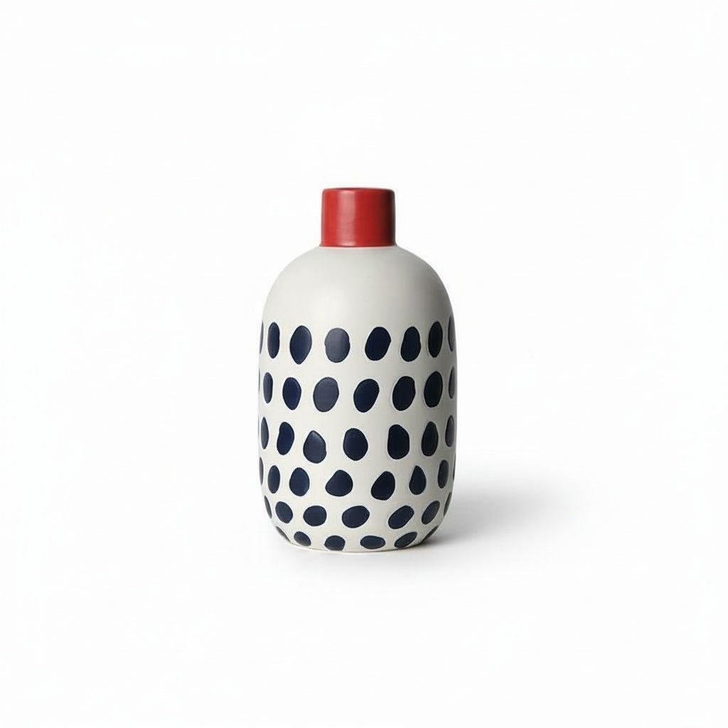 White And Blue Spotted Ceramic Vase