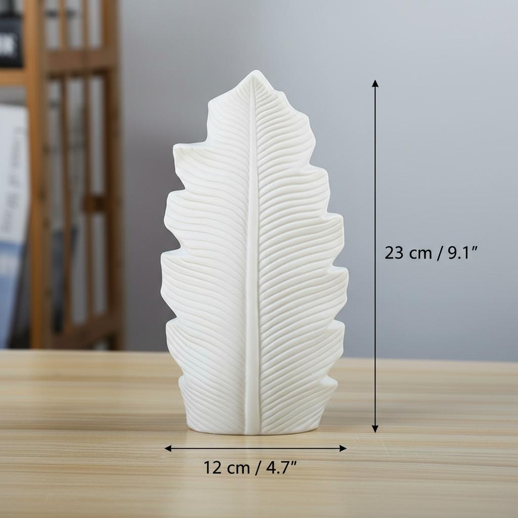 Detail of white ceramic leaf texture back view