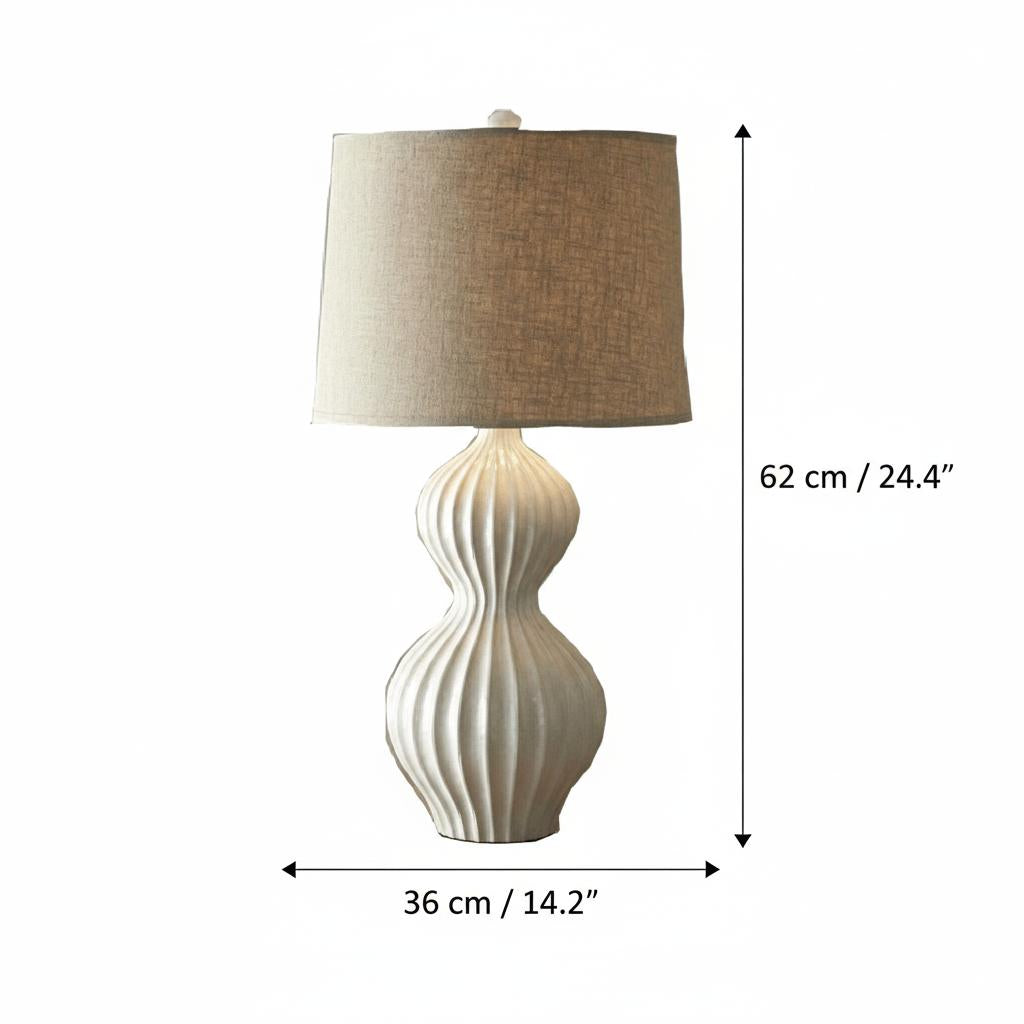 White ceramic table lamp dimensions diagram