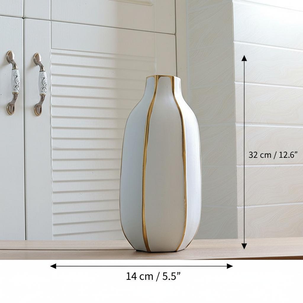 Dimensions of medium white ceramic vase