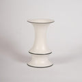 White Ceramic Hourglass Vase With Black Trim