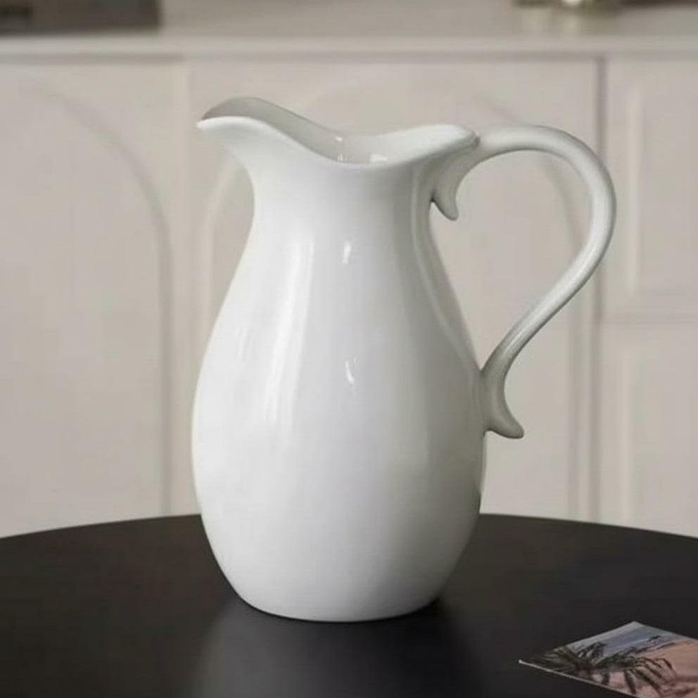 White Ceramic Pitcher Vase
