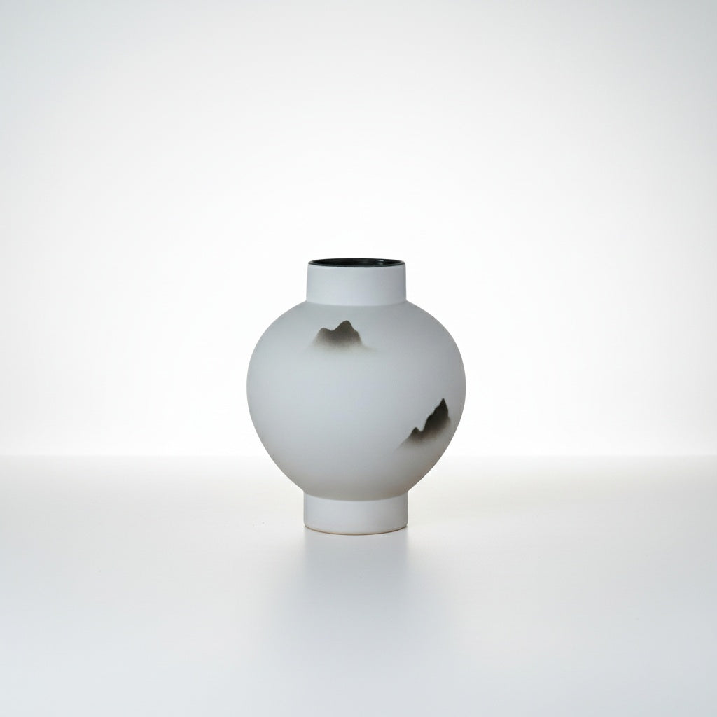 Large white ceramic spherical vase