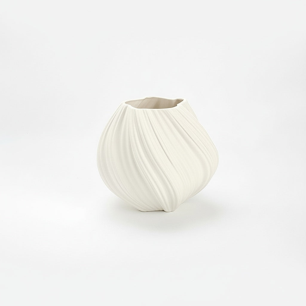 White Ceramic Swirled Vase