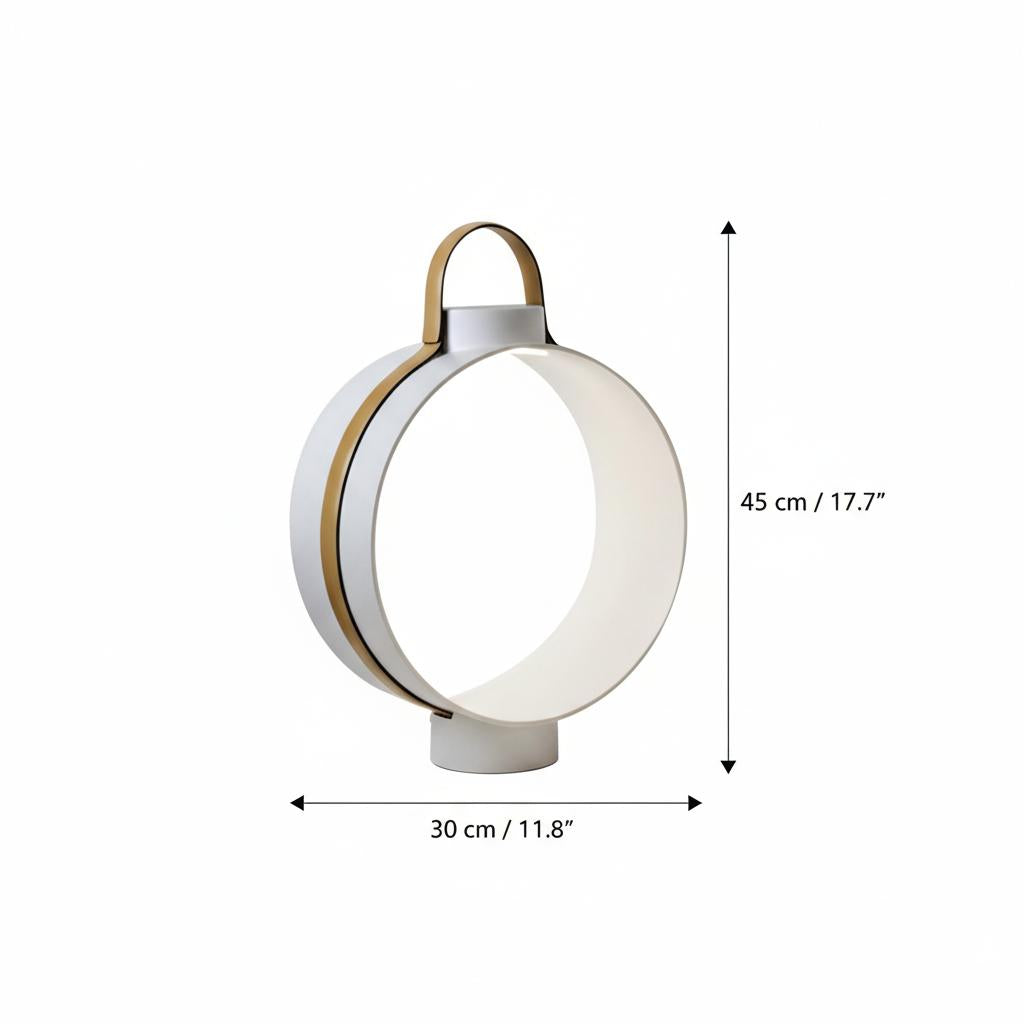 Dimensions of white circular lantern table lamp