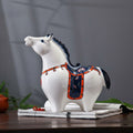 Side profile of white crackle glaze porcelain horse figurine