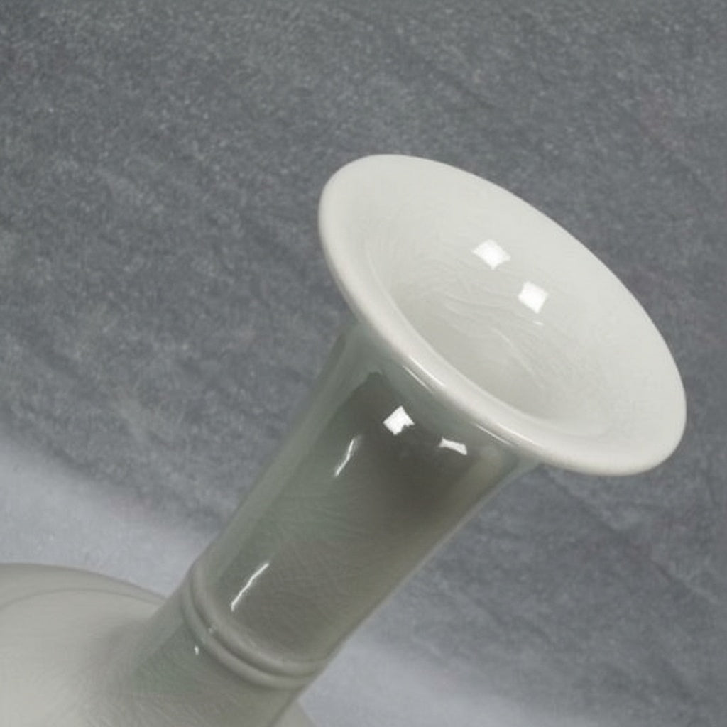 White Glazed Ceramic Flared Neck Vase Texture