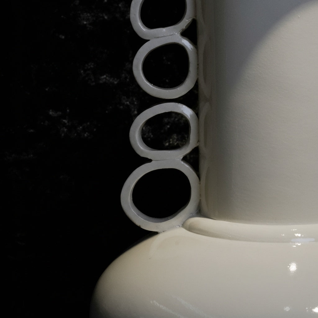 Close up detail of the ring handles on the ceramic vase