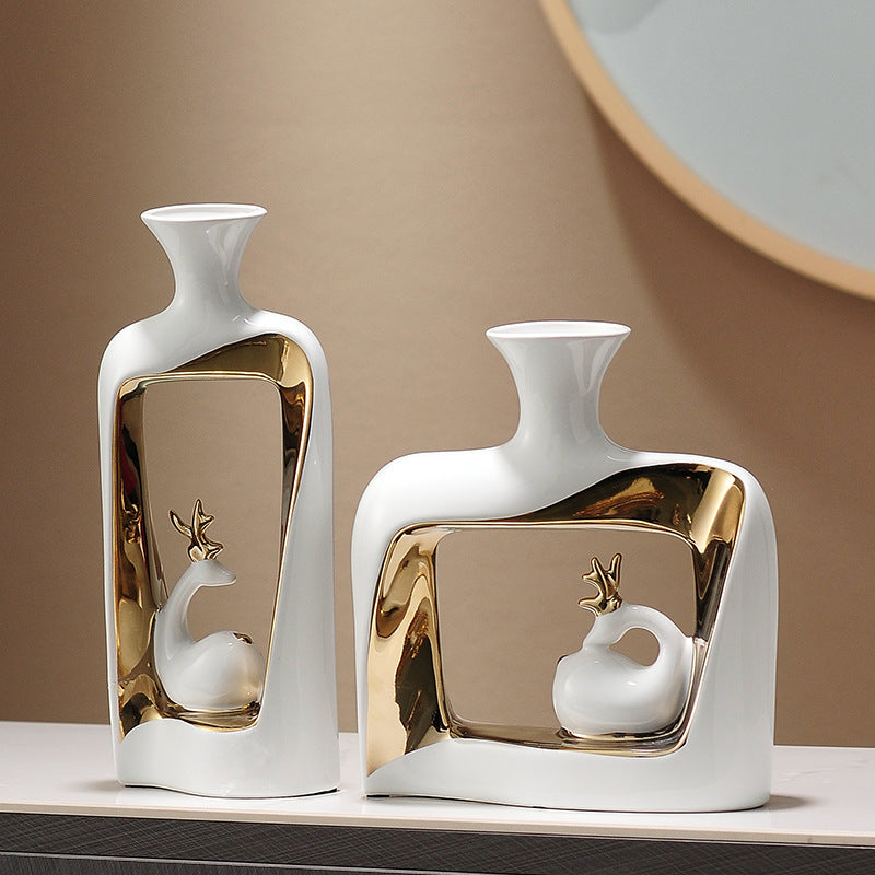 Modern abstract ceramic vases in tall and short variations