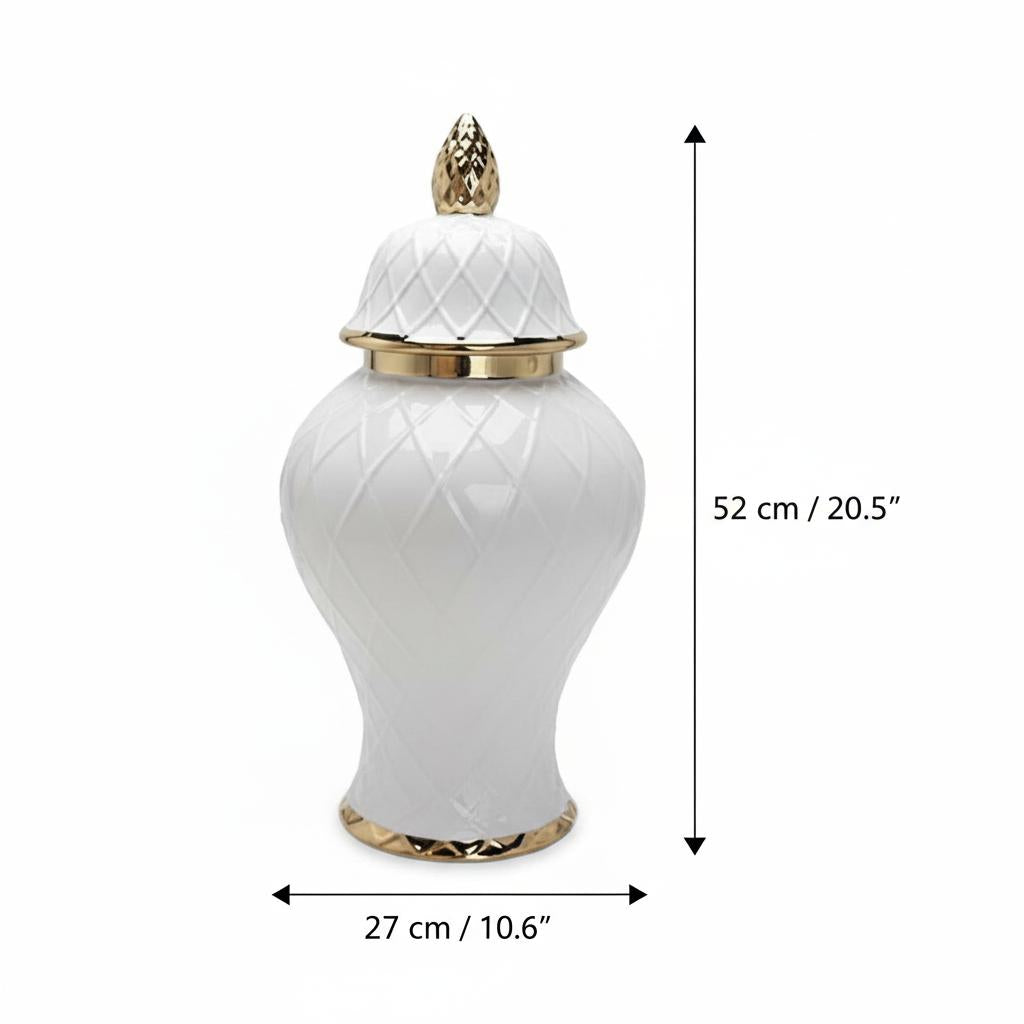 Dimensions of large white ceramic ginger jar