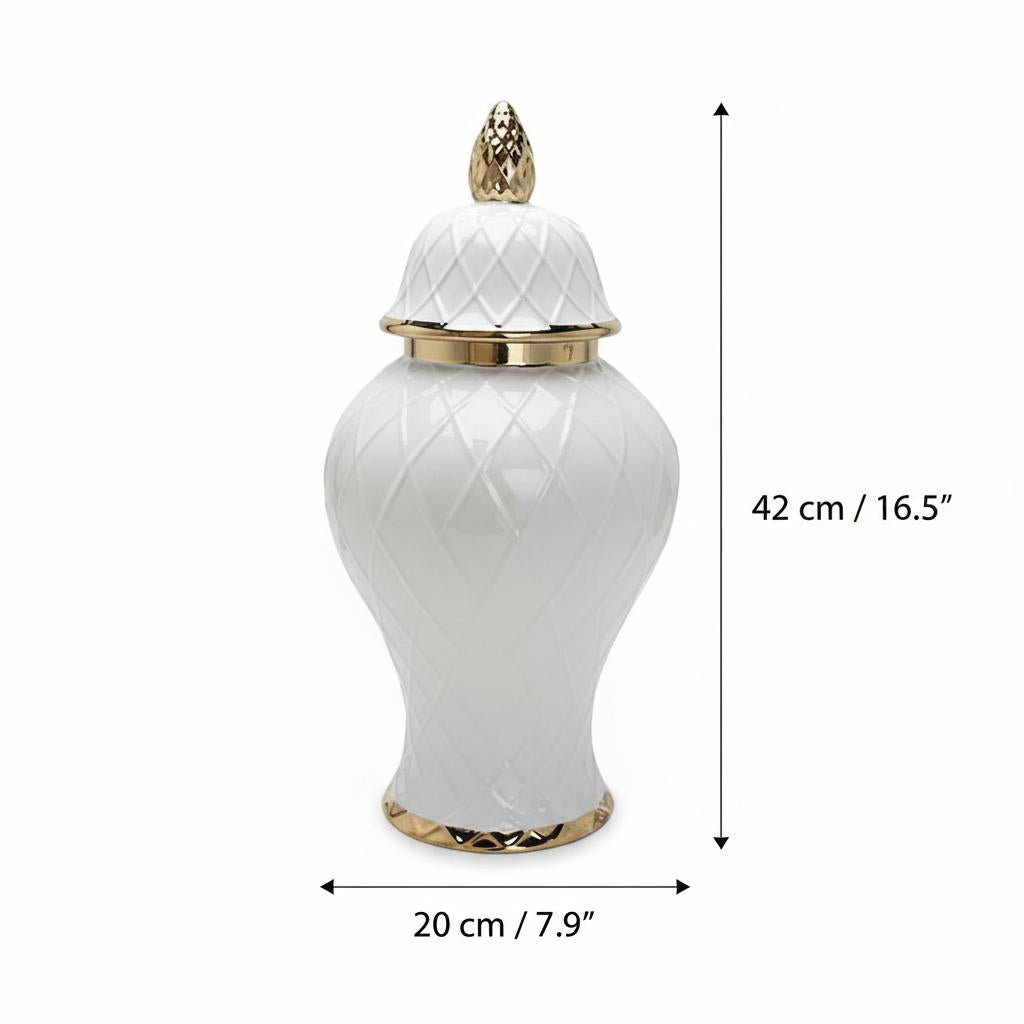 Dimensions of medium white ceramic ginger jar