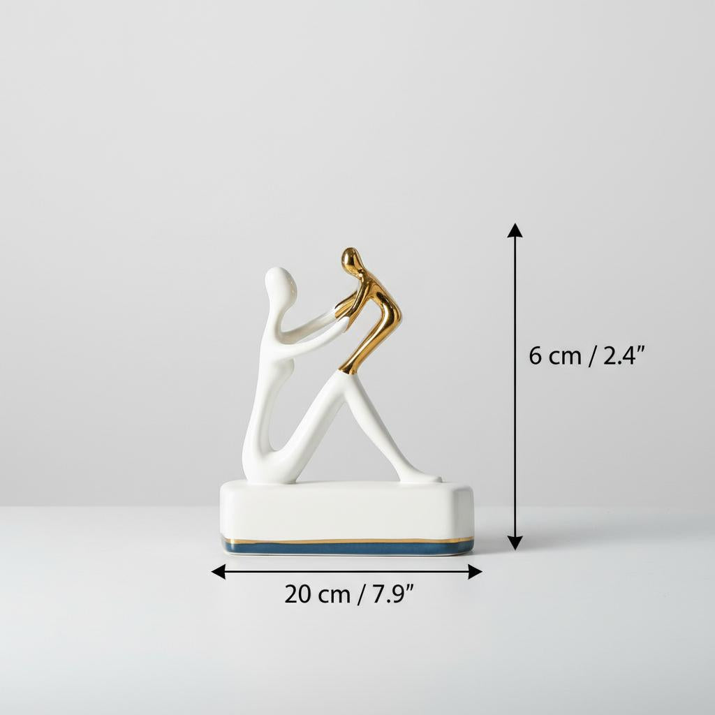 Dimensions diagram for medium kneeling sculpture