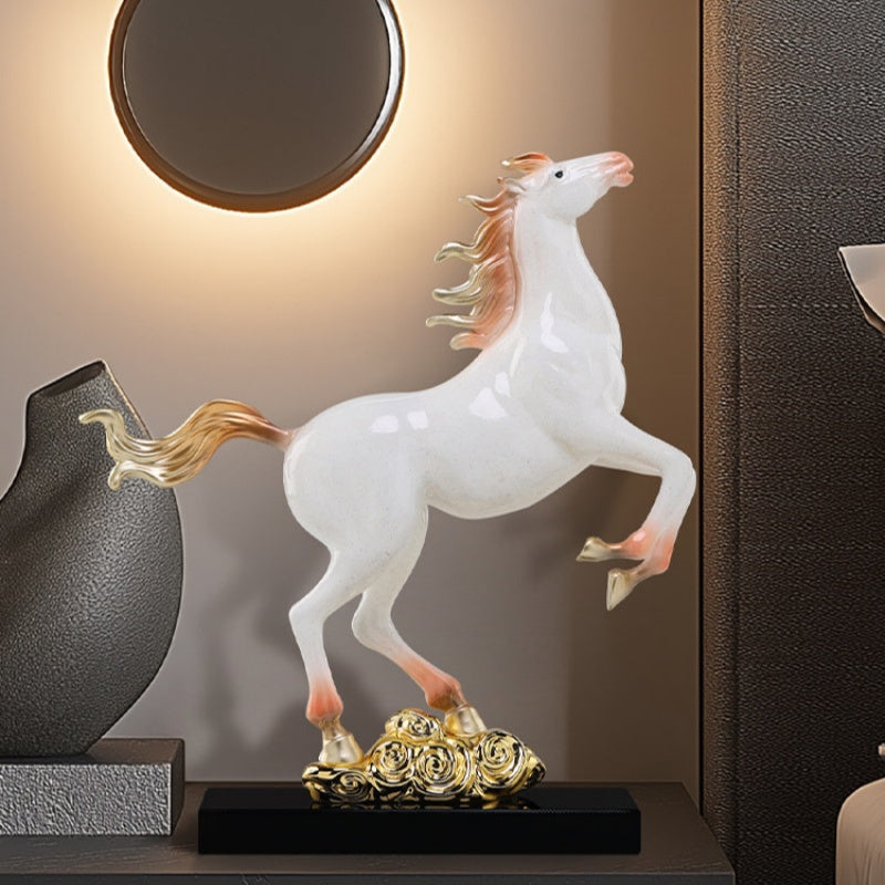 Contextual view of luxury horse decor in a modern home setting