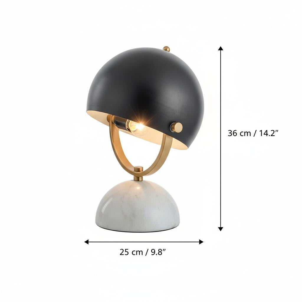 Dimensions diagram of marble table lamp