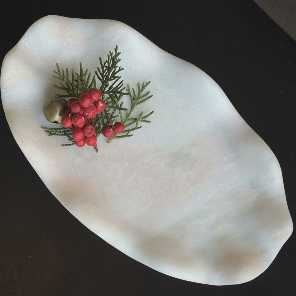 White Marble Organic Pedestal Bowl