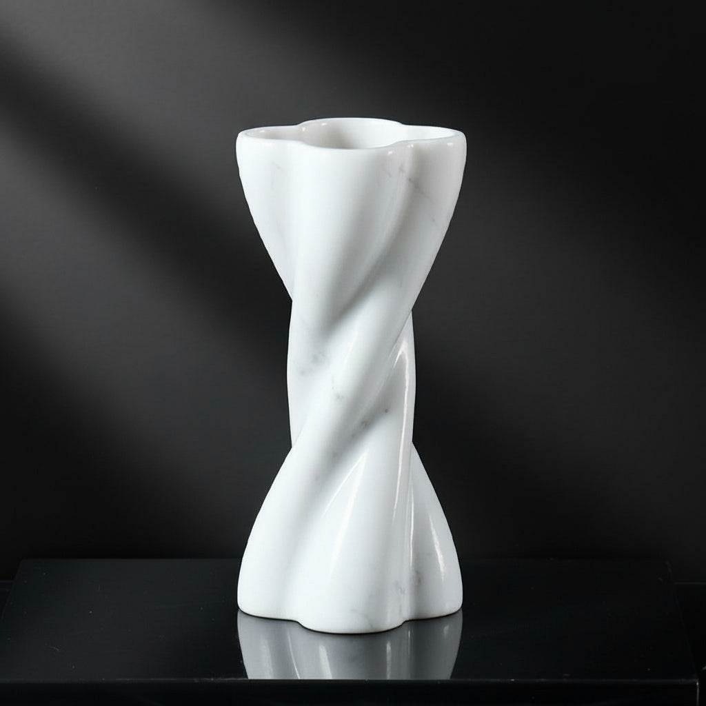 White Marble Spiral Vase