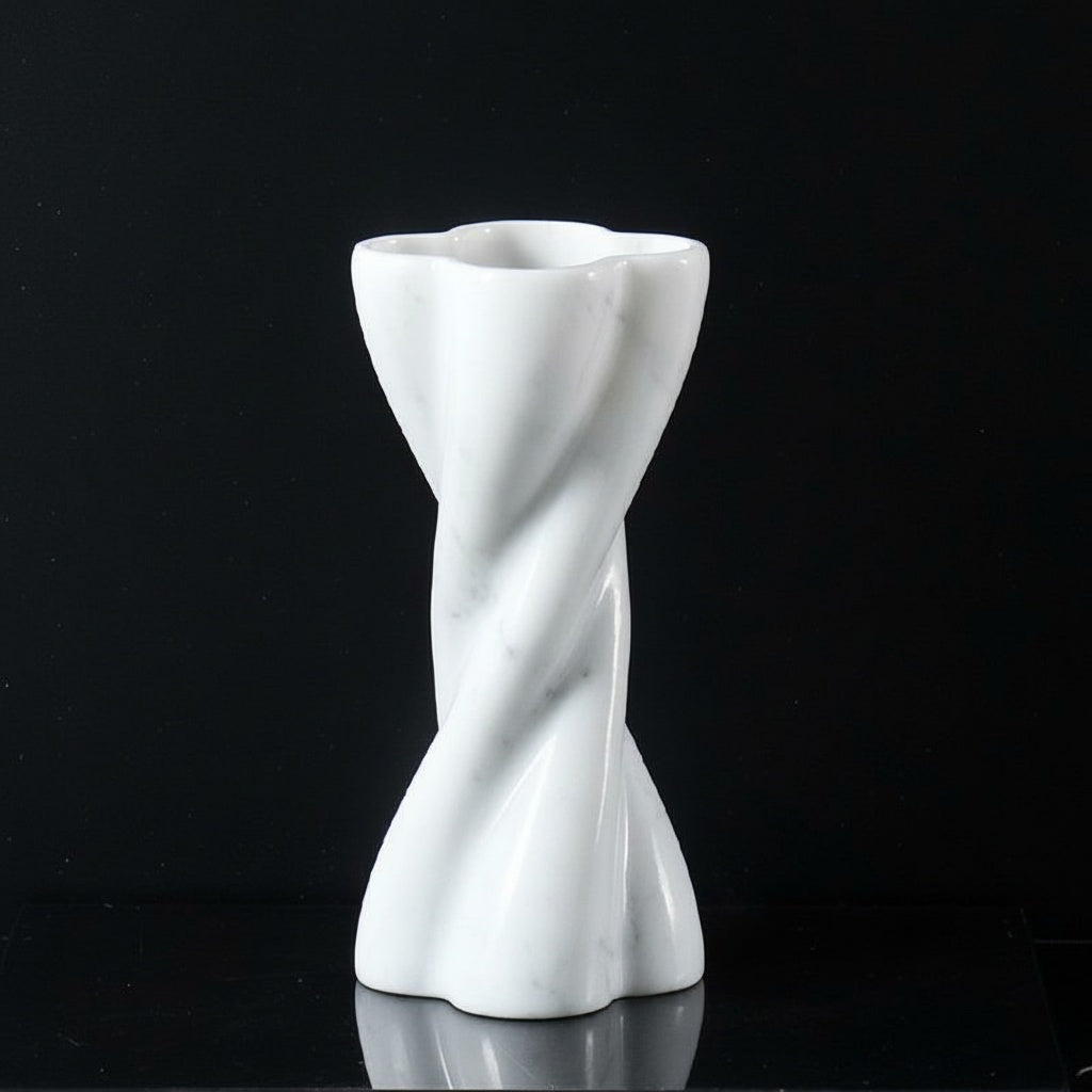 White Marble Spiral Vase