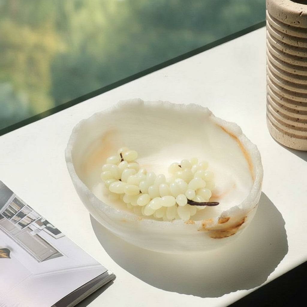 White Onyx Organic Edge Decorative Bowl