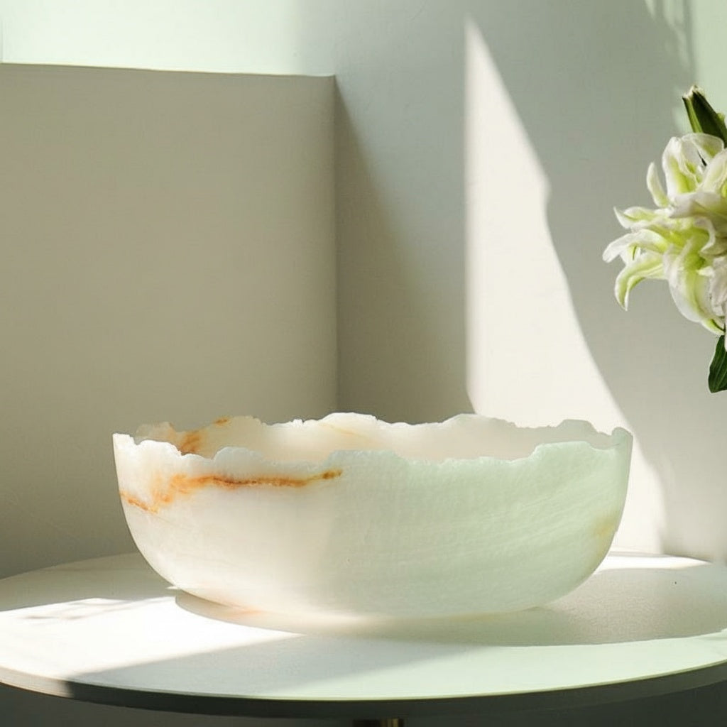 White Onyx Organic Edge Decorative Bowl