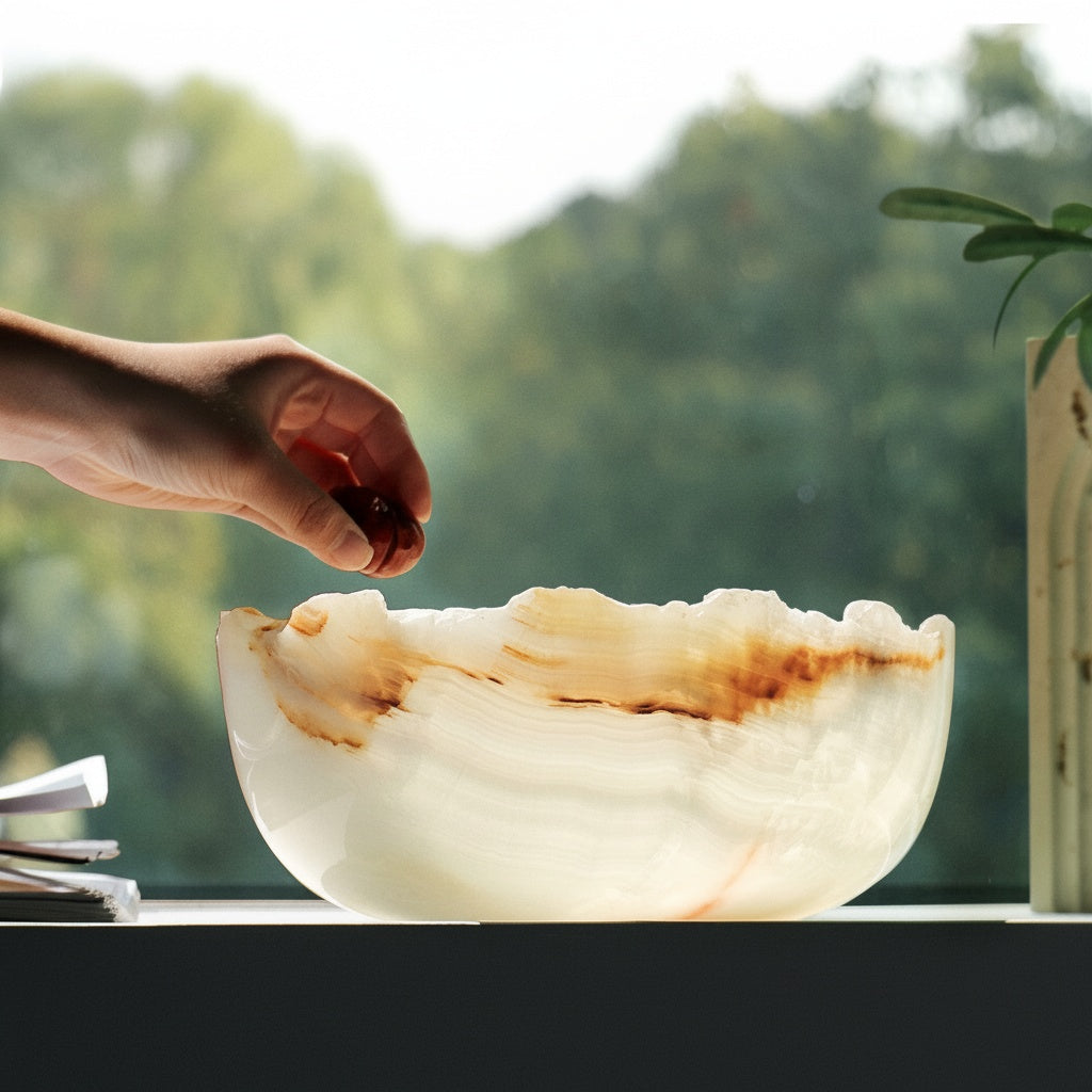 White Onyx Organic Edge Decorative Bowl