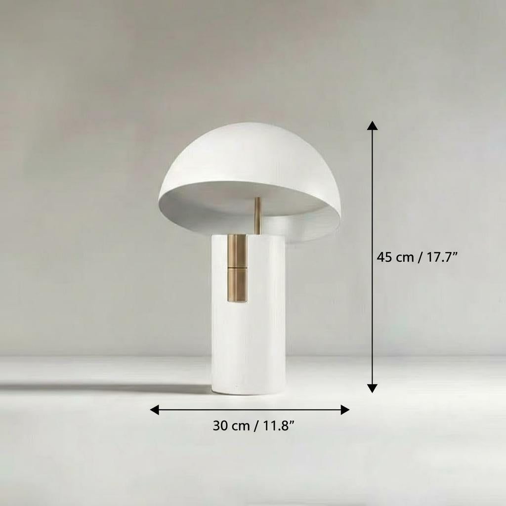 Dimensions of white painted iron mushroom table lamp