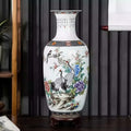 White Porcelain Crane And Peony Tall Vase