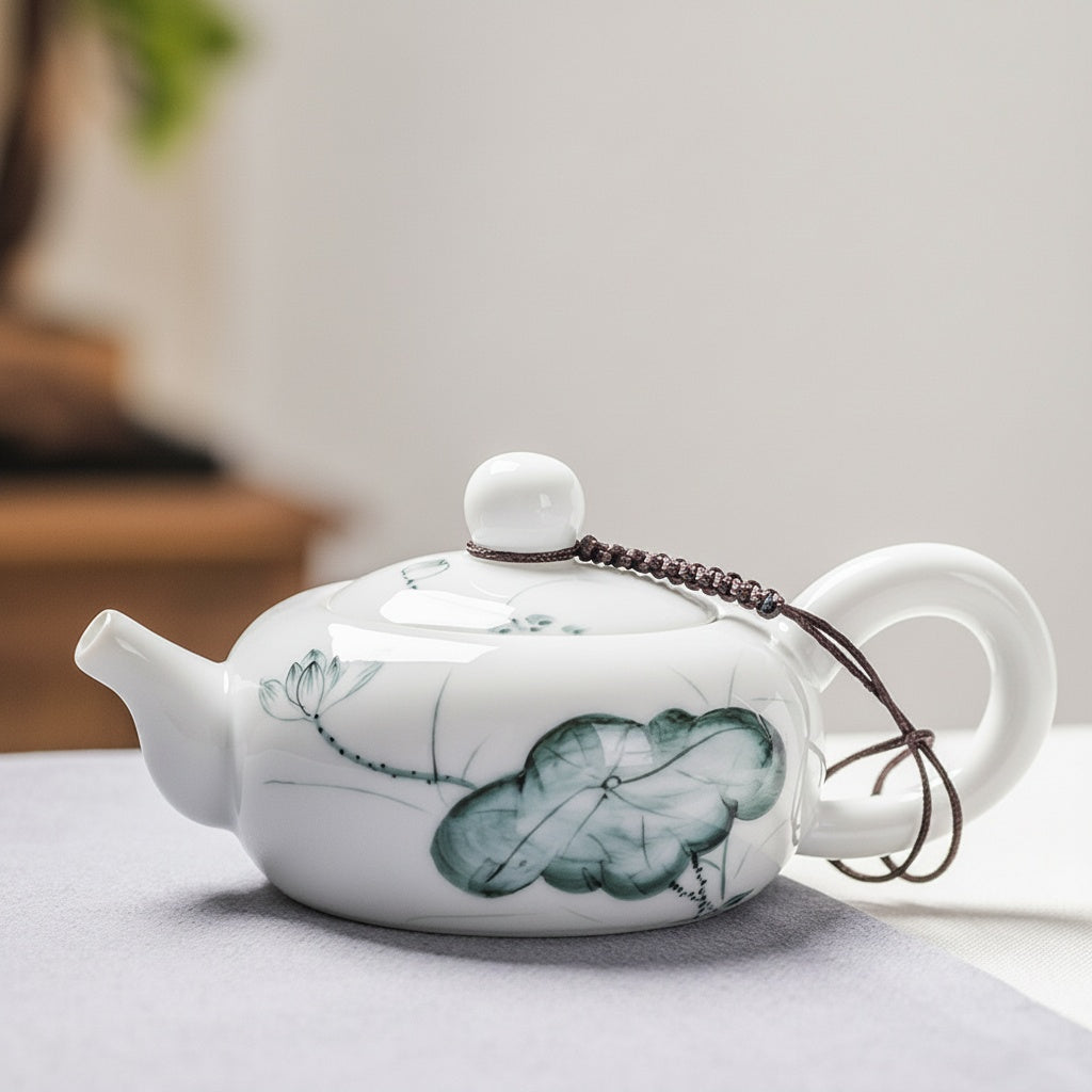 White Porcelain Lotus Teapot