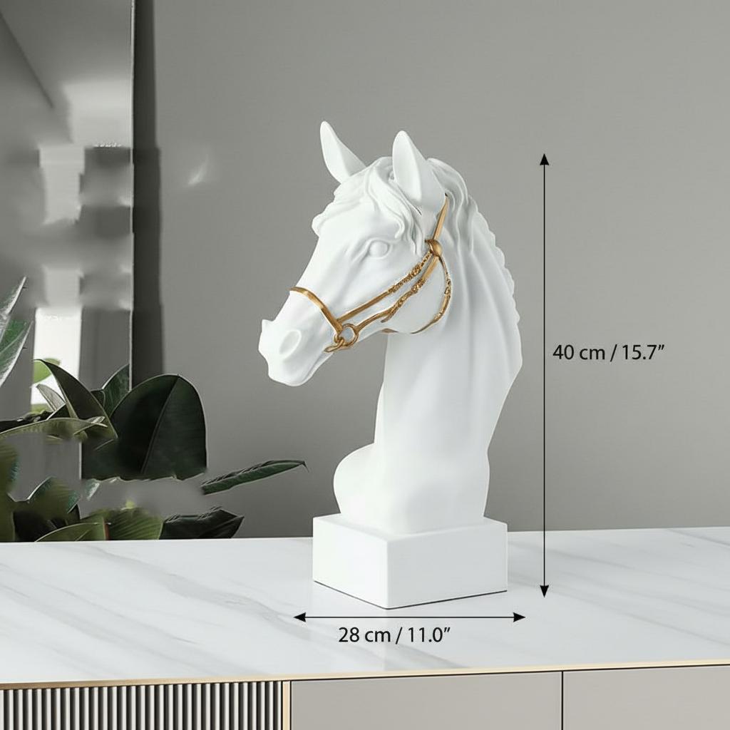 Dimension diagram of horse head statue