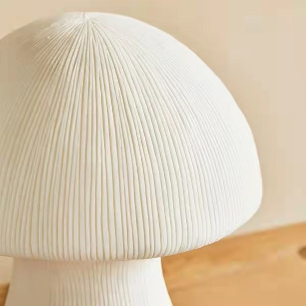 Close up detail of ribbed texture on white resin lamp