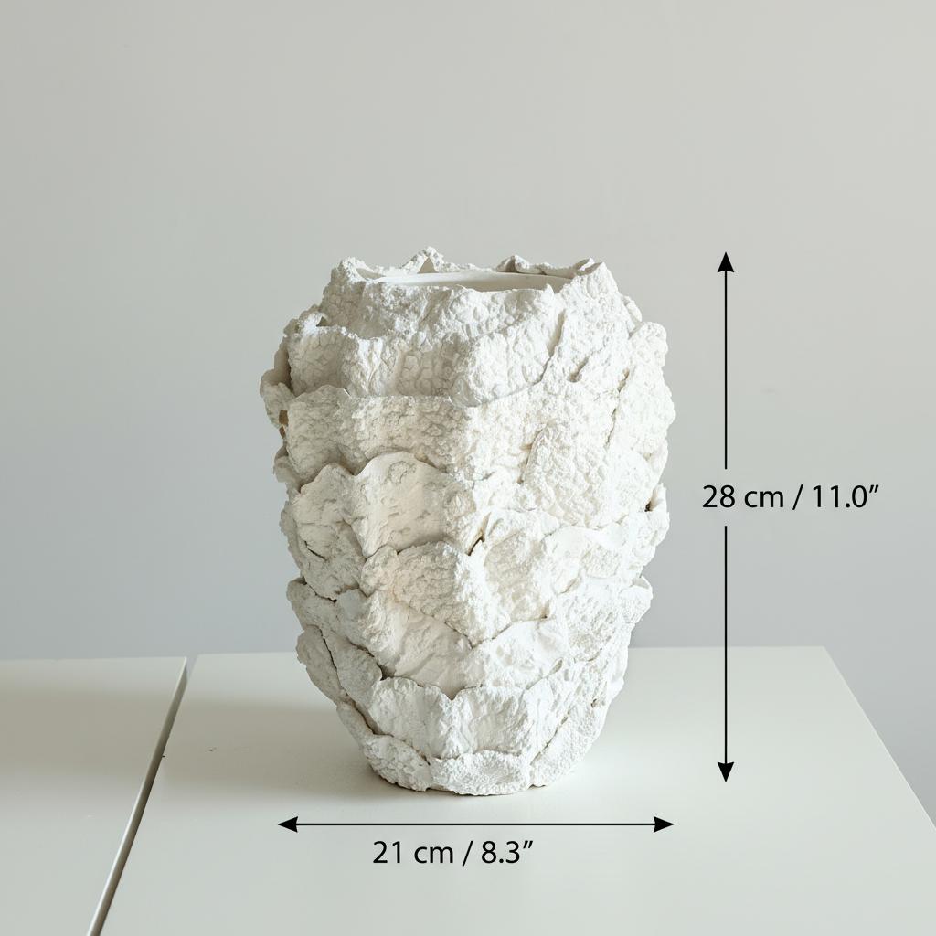 Medium white vase with dimensions