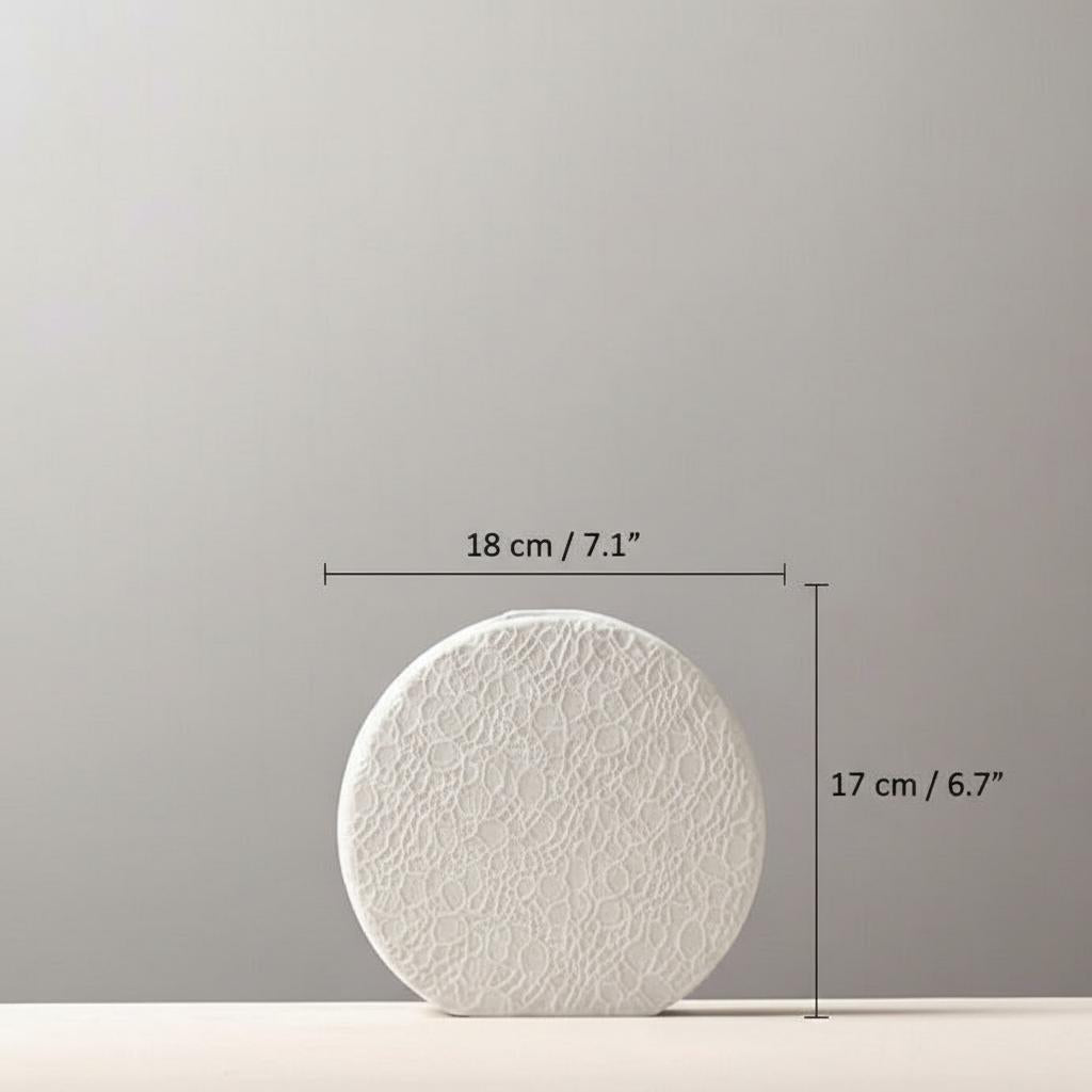 Dimensions of medium white round ceramic vase 18cm width