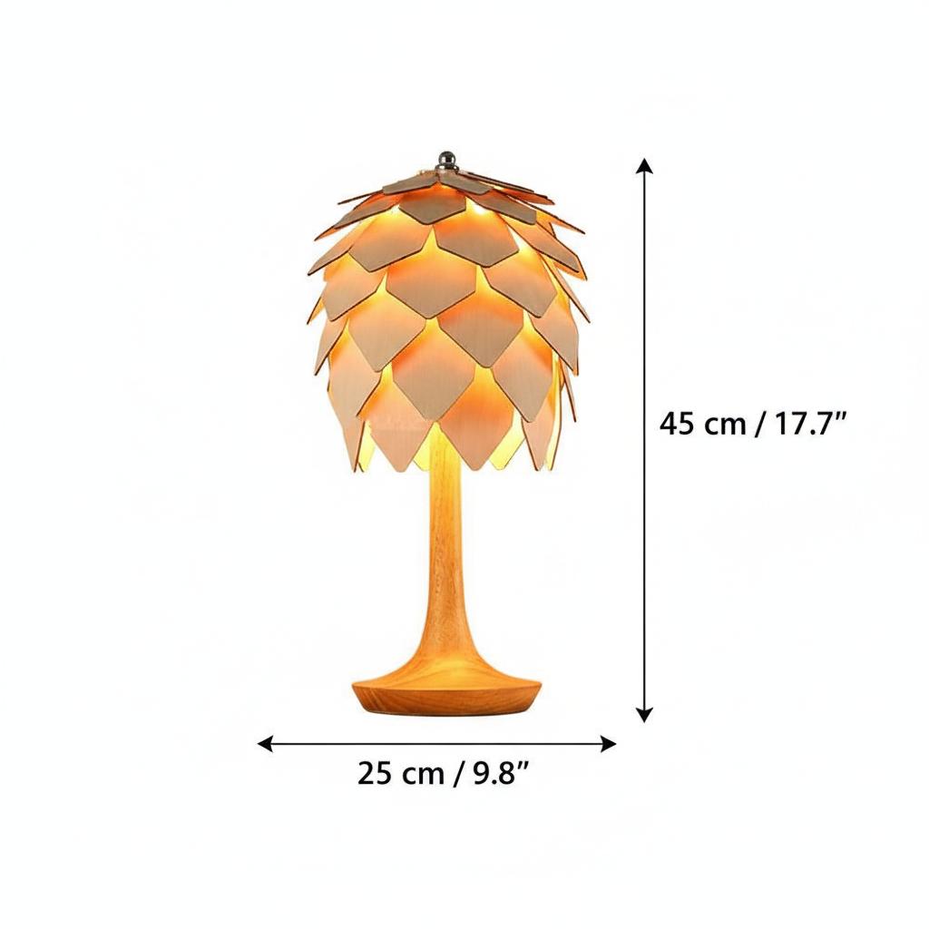 Dimensions diagram of pinecone table lamp